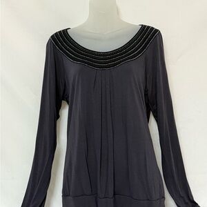 Willi Smith Black Beaded Blouse
